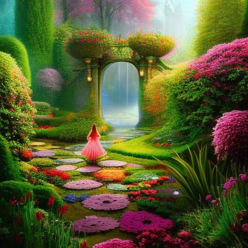 Detailed Fairy Garden in Hyperrealistic Style