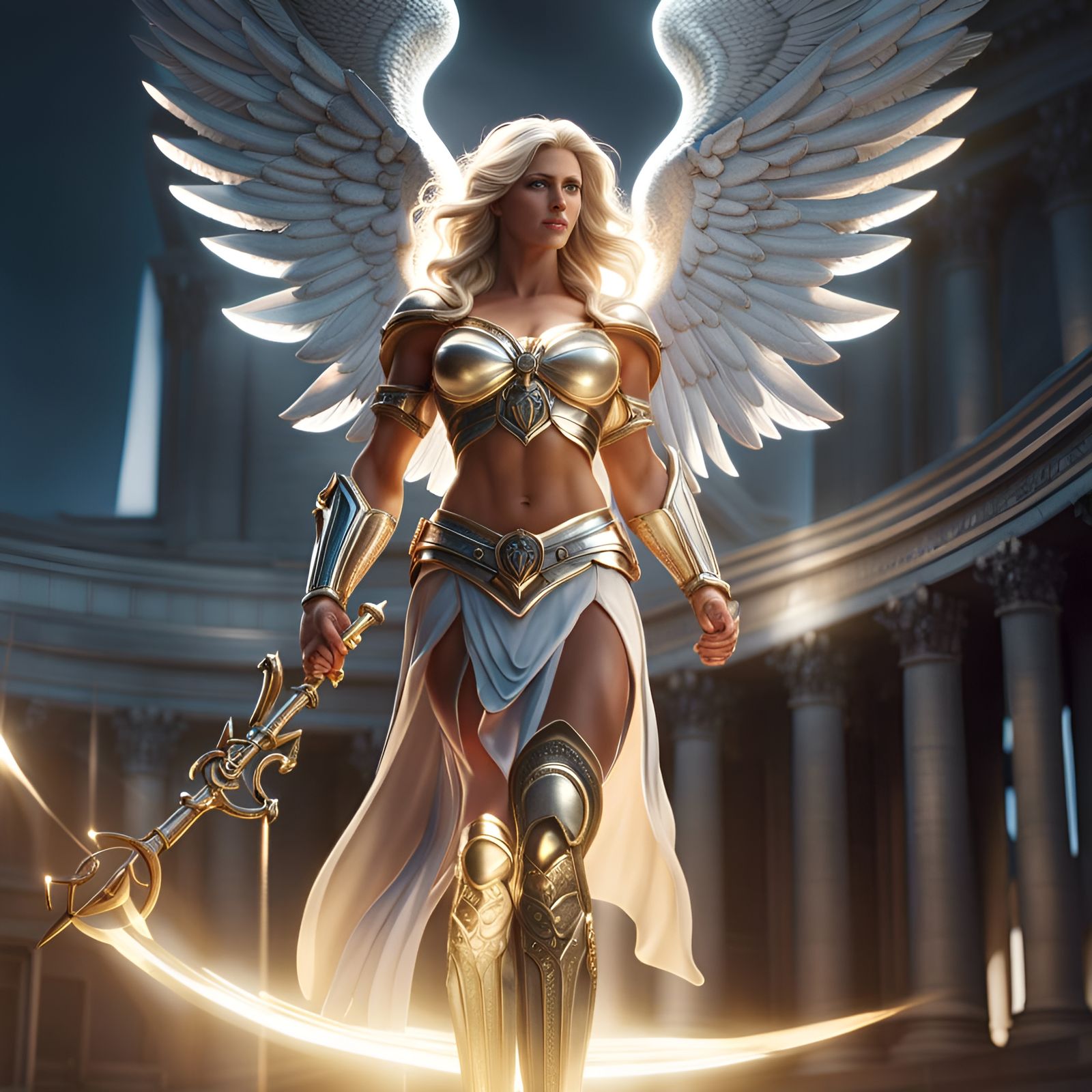 Evangeline the Muscular Guardian Angel of Justice