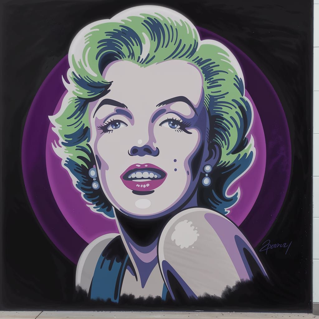 Marilyn Monroe Airbrush Mural in 1950s Hollywood Style