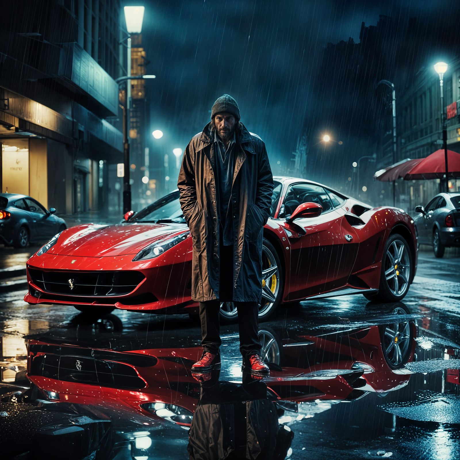 Cinematic Ferrari Portrait in Moody Film Grain