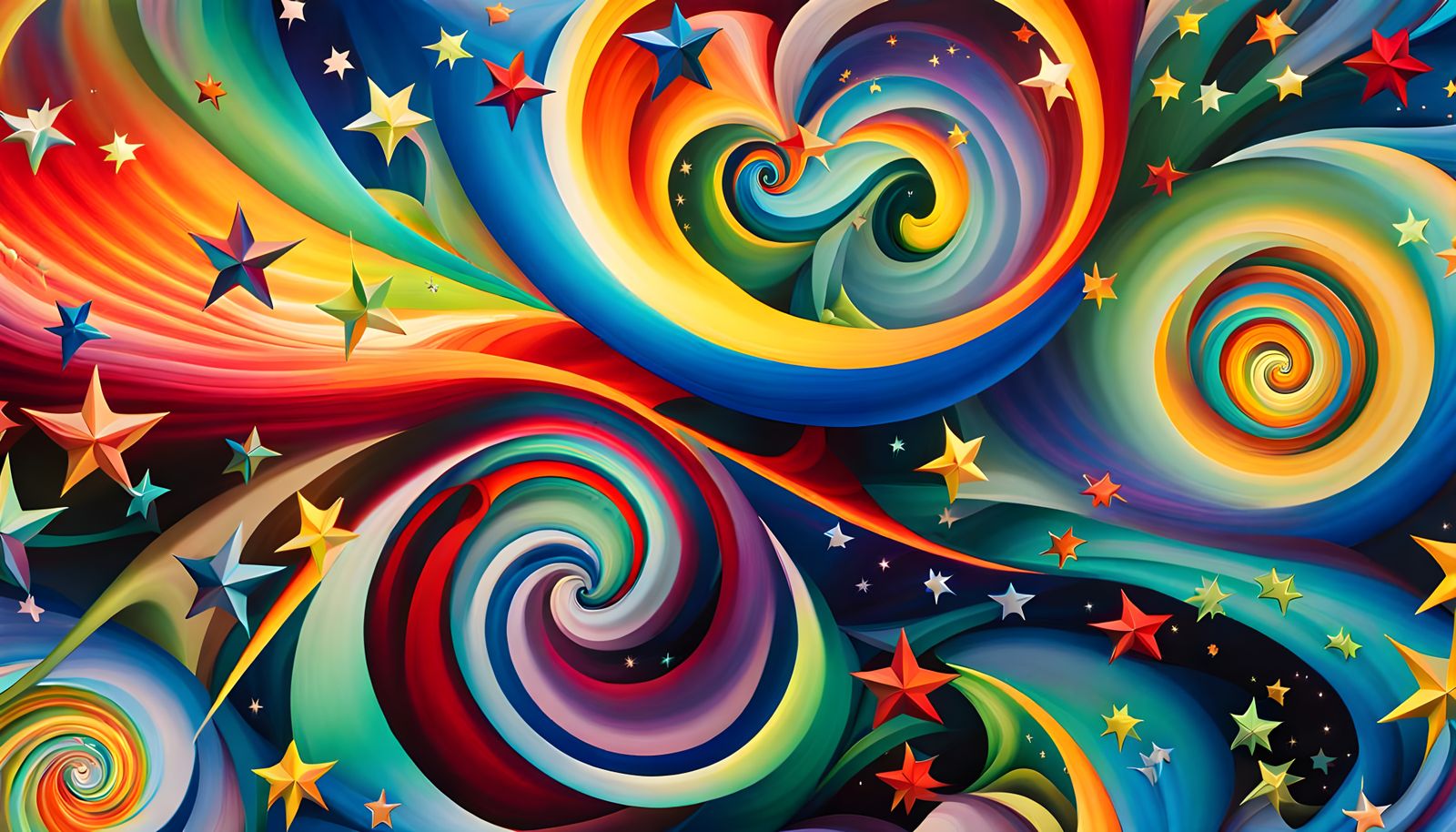 Iridescent Stars in Abstract Impasto Painting