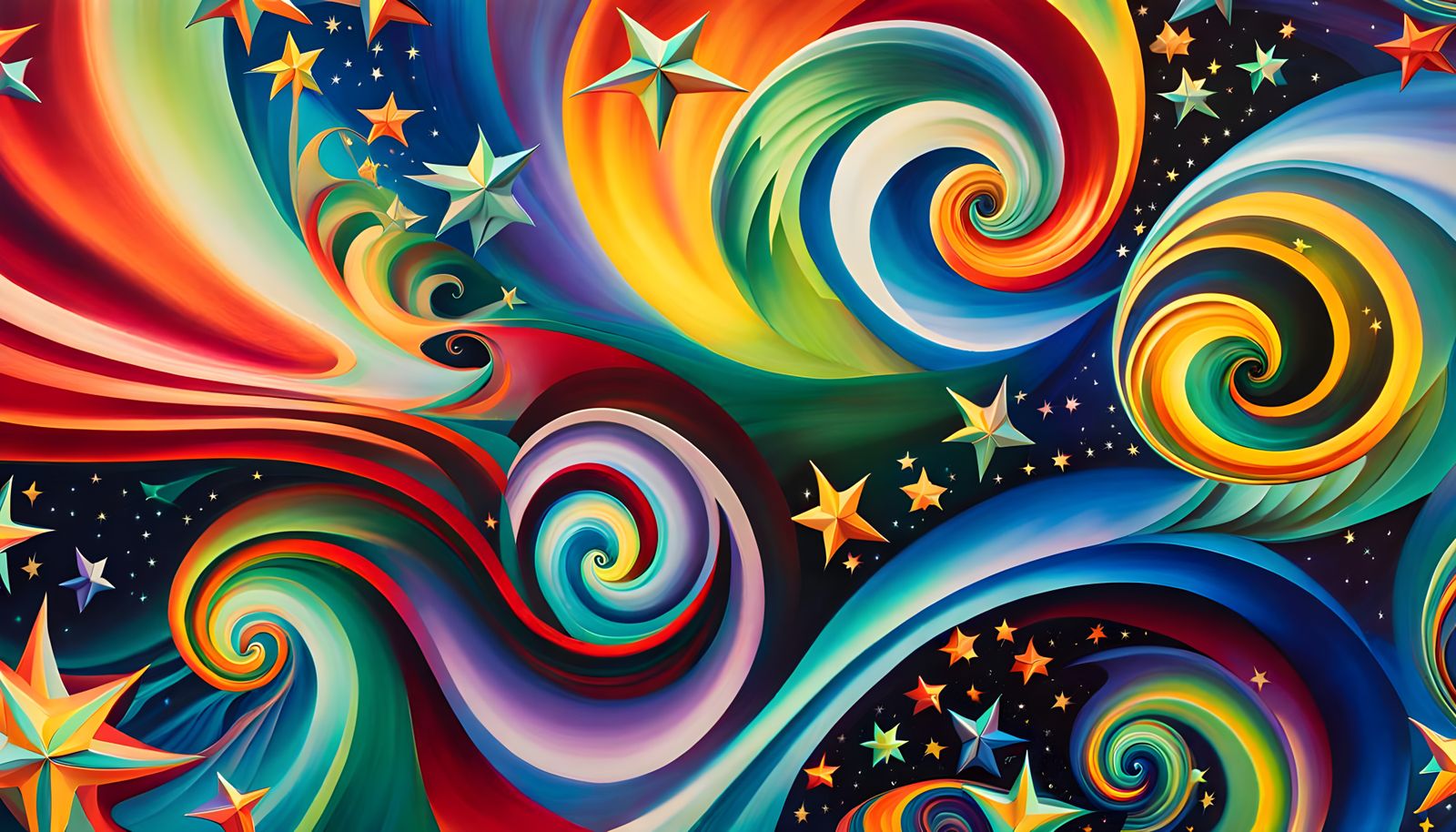 Iridescent Stars in Abstract Impasto Star Cluster