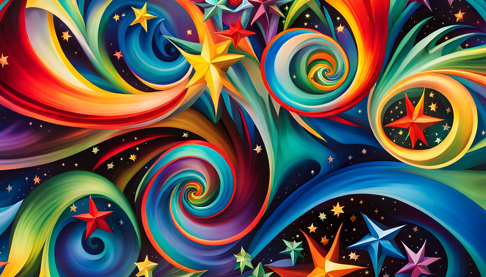 Iridescent Stars in Abstract Expressionist Impasto Painting