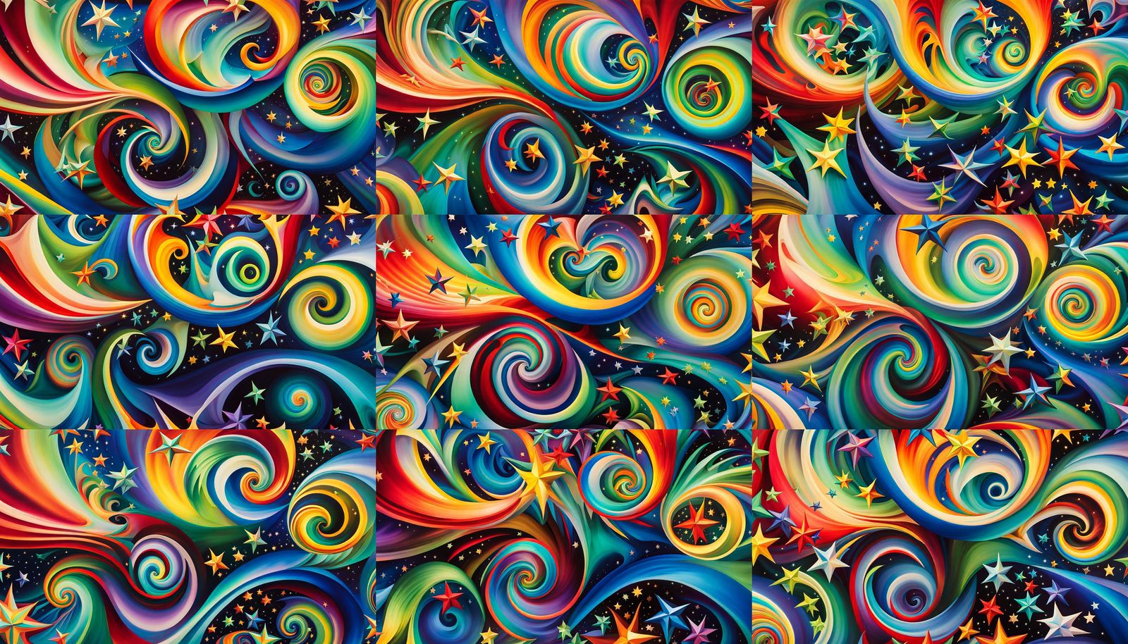 Iridescent Stars in Abstract Expressionist Impasto Style