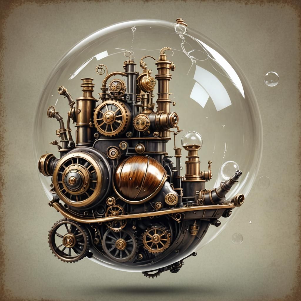 Snail in Bubble with Steampunk Engine