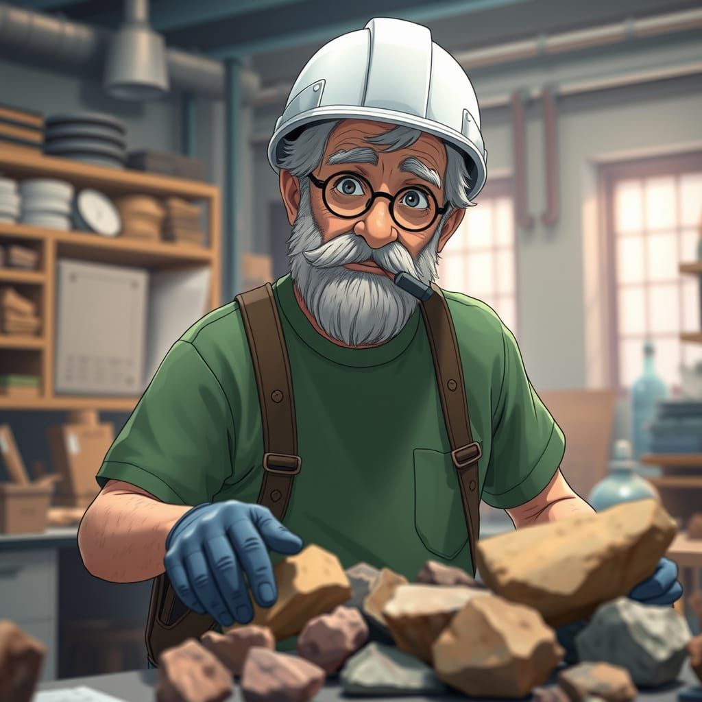 Italian Geologist in Studio Ghibli Anime Style