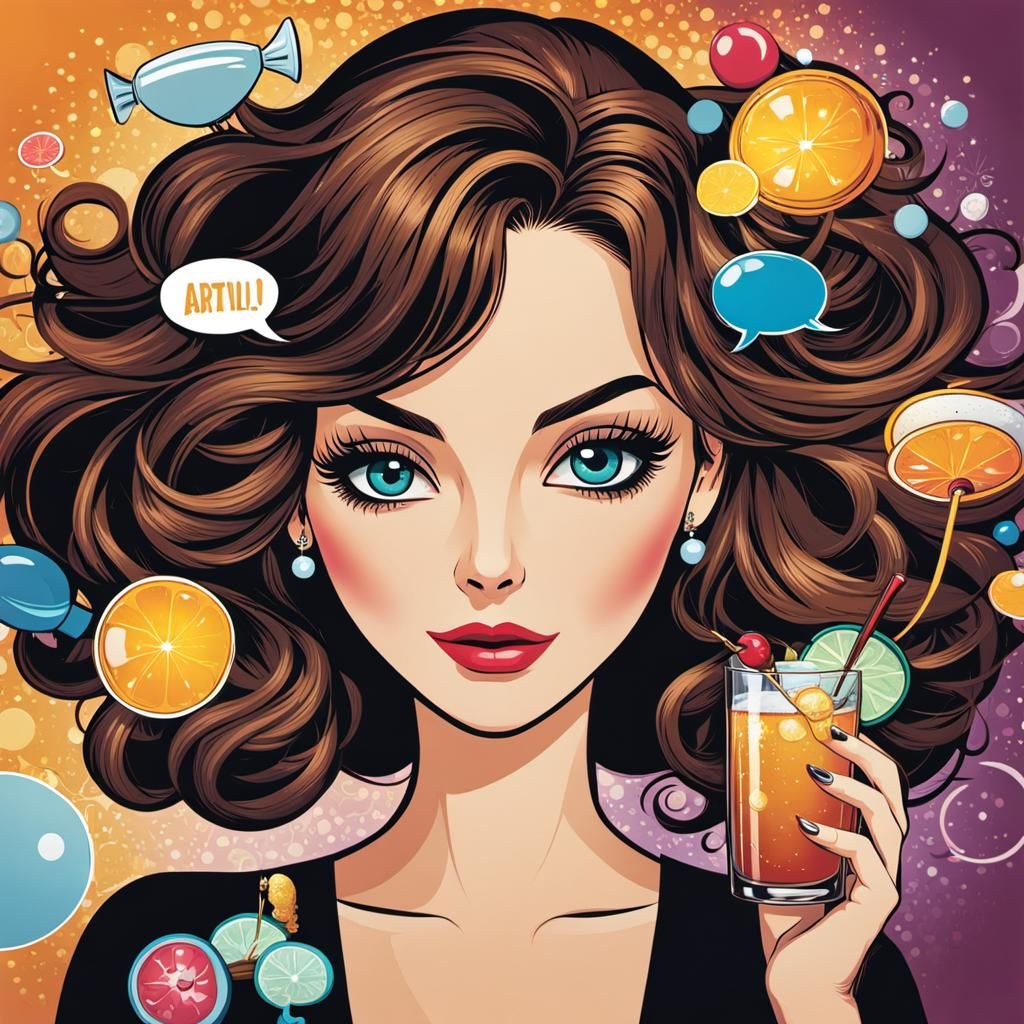 Bartender's Cocktail Thoughts in Cartoon Style