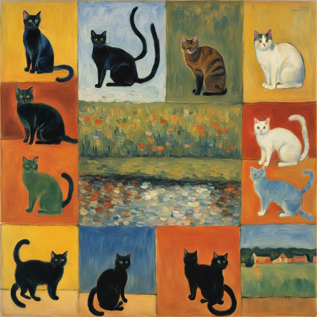 Cat Inspired by Impressionist and Expressionist Masters
