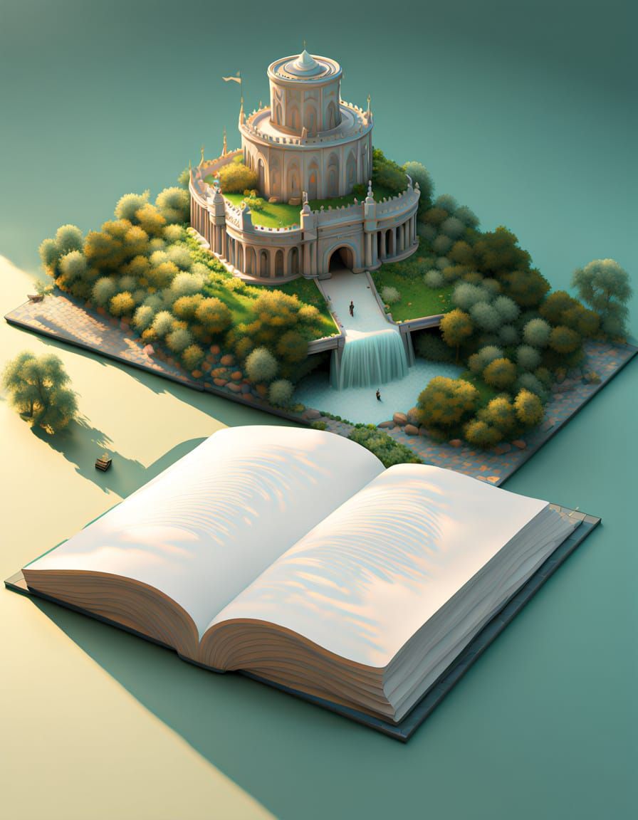 Ethereal Castle Temple Book Cover in Minimalist Style