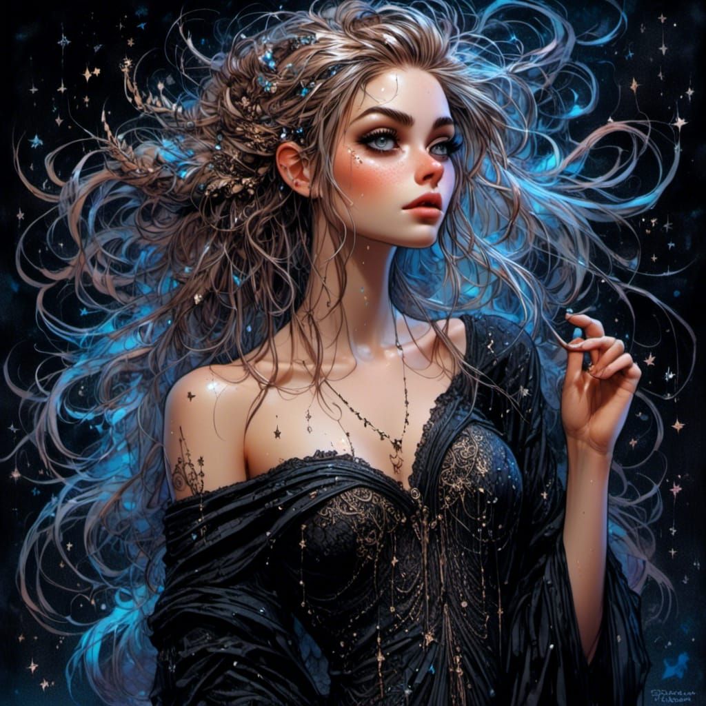 Feyre and Rhysand in Night Graffiti Art