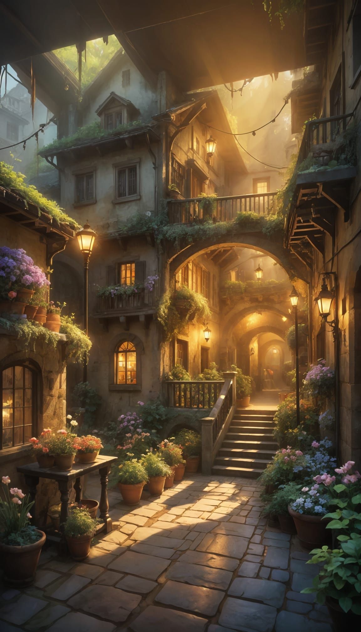 Elegant Evening Scene in Painterly Style