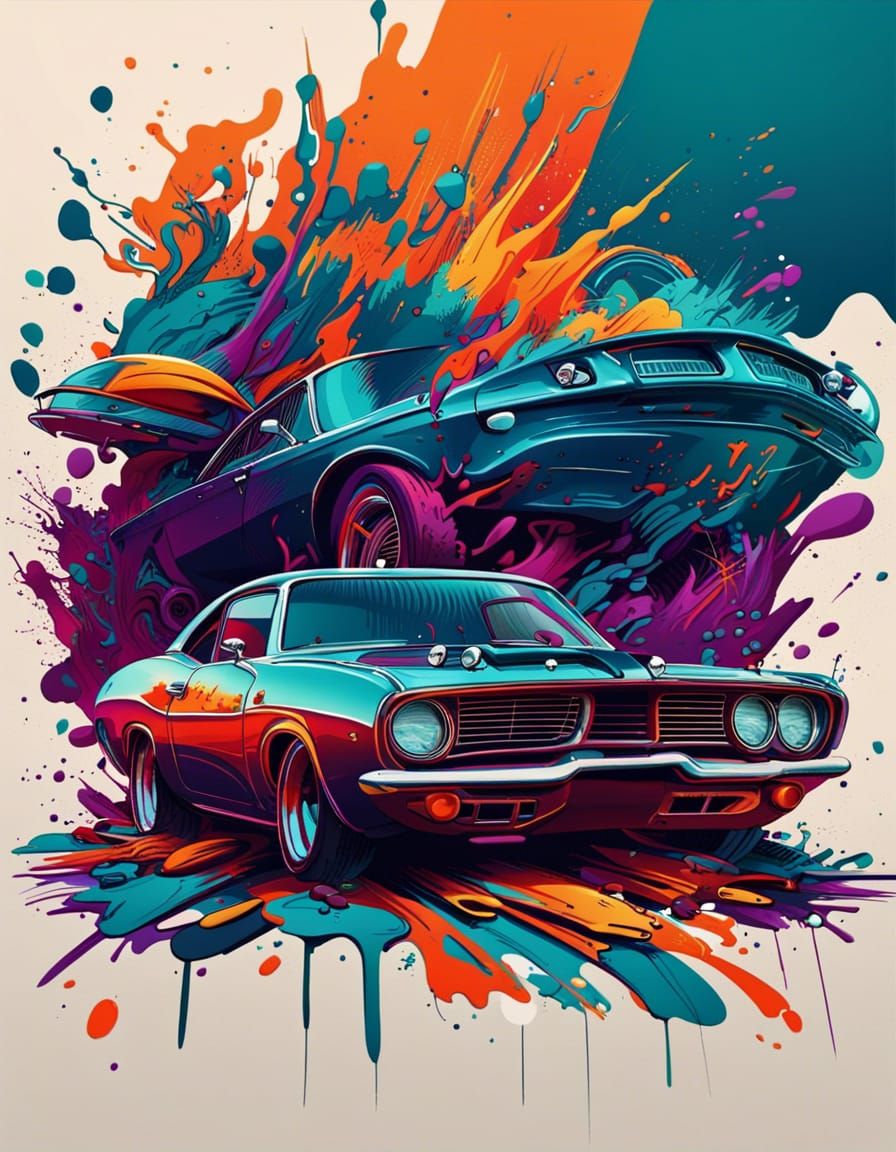 Hurst Barracuda: Vector Art Poster with Abstract Splash
