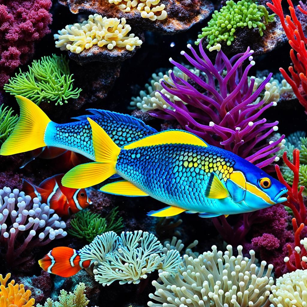 Vibrant Deep Ocean Life as Airbrush Art