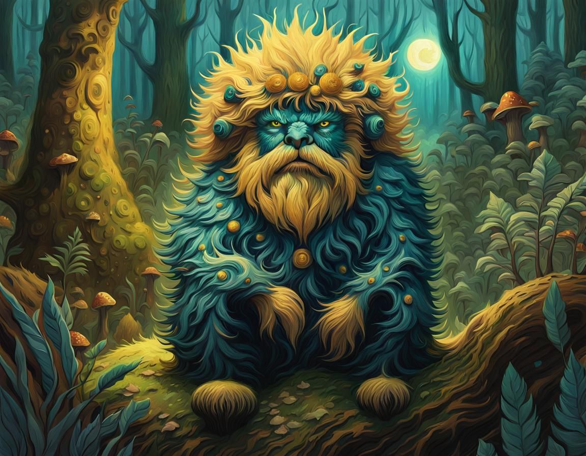 whimsical cute hairy scary monter