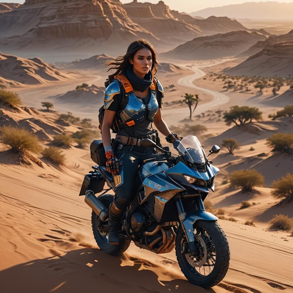 Fantasy Desert Rider in Tactical Armor