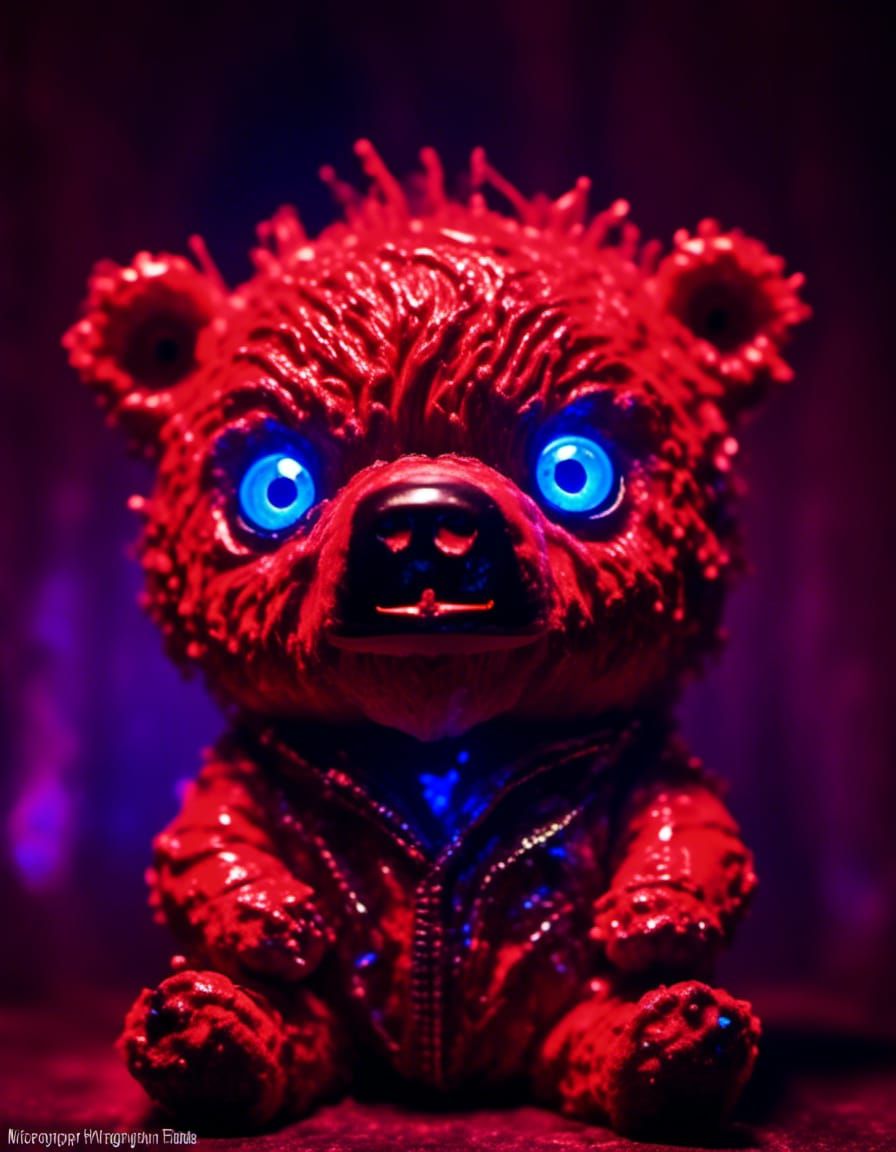 UV Blacklight Chibi Imp Bear Microphotograph Portrait