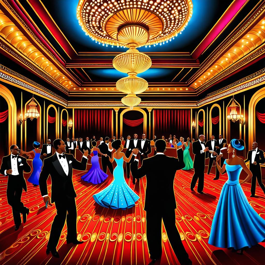 Elegant Ballroom Scene in Razzmatazz Shades