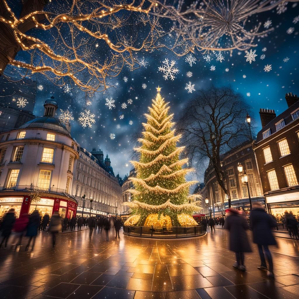 Magical Christmas Tree in London Square