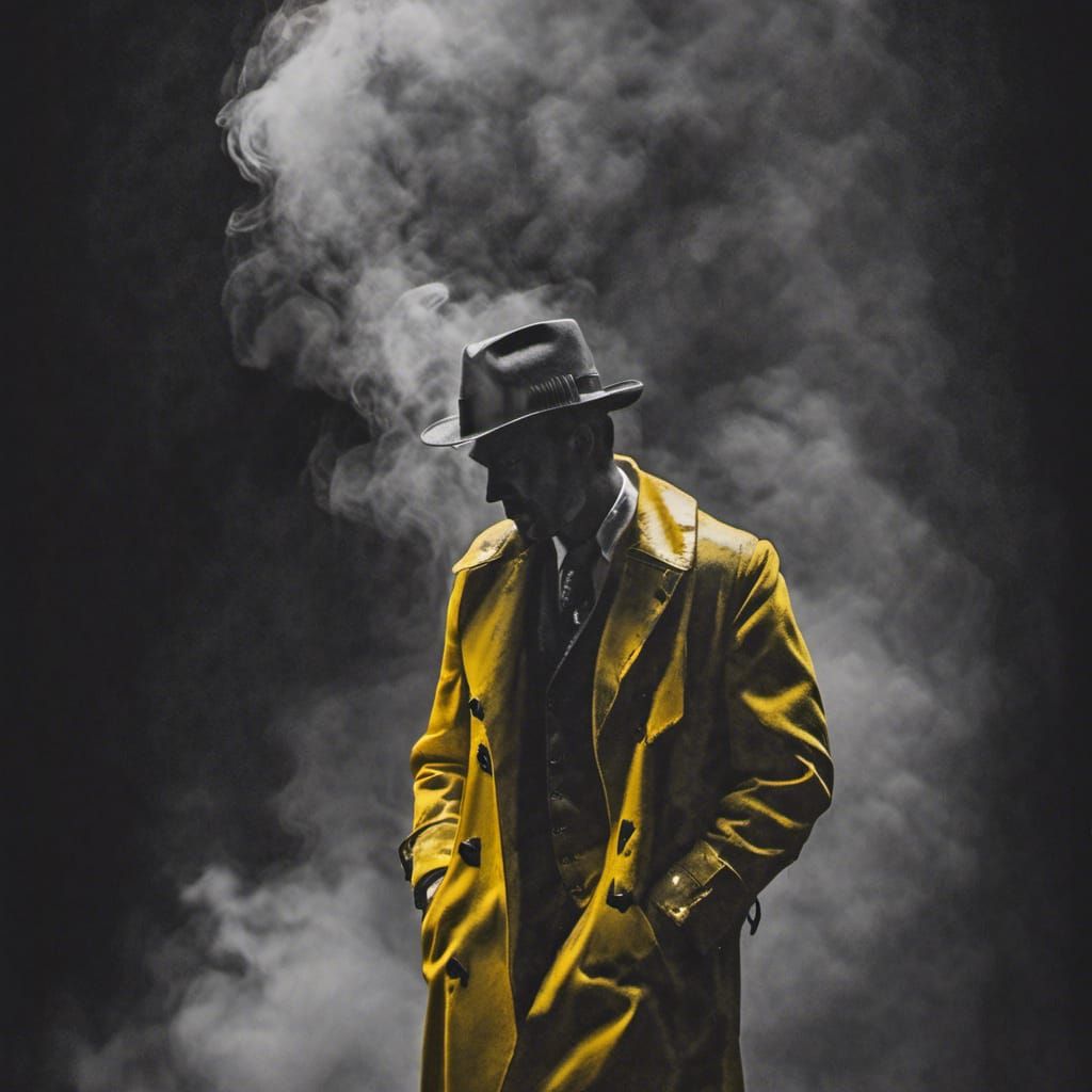 1930s Detective Melts in Dark Film Noir Scene