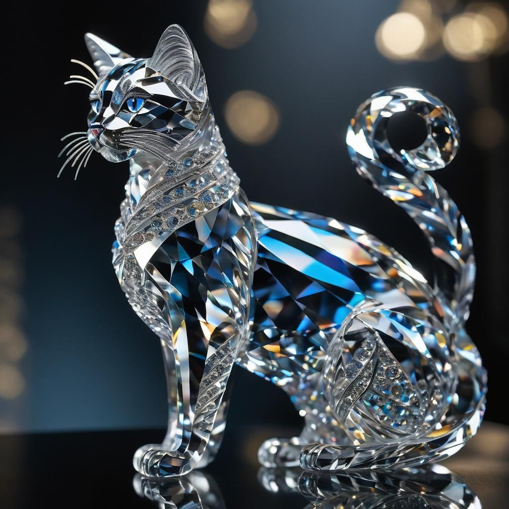 A Swarovski crystal cat