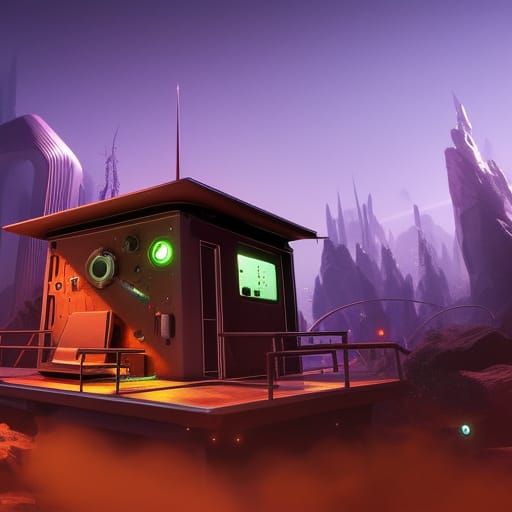 Sci-Fi Shack Hideout in Cartoon Style