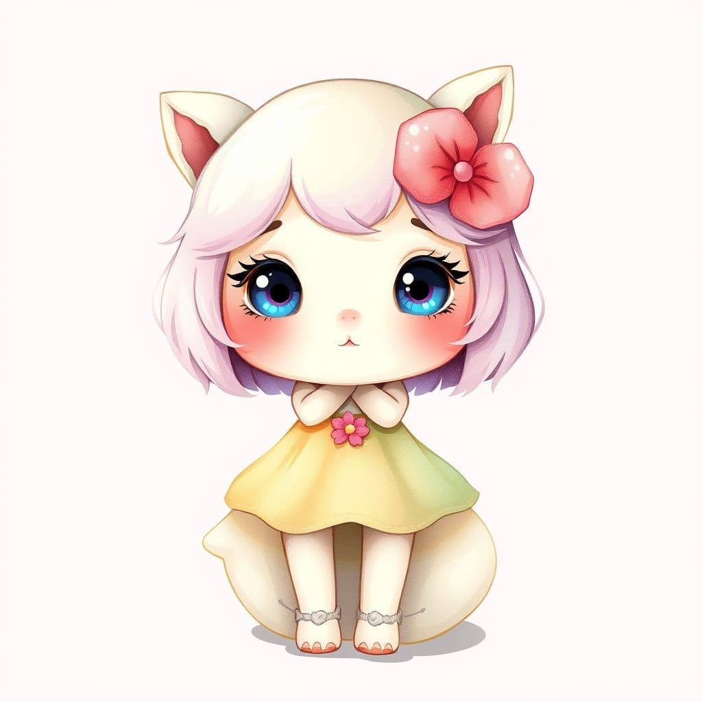 Whimsical Character Illustration in Pastel Colors