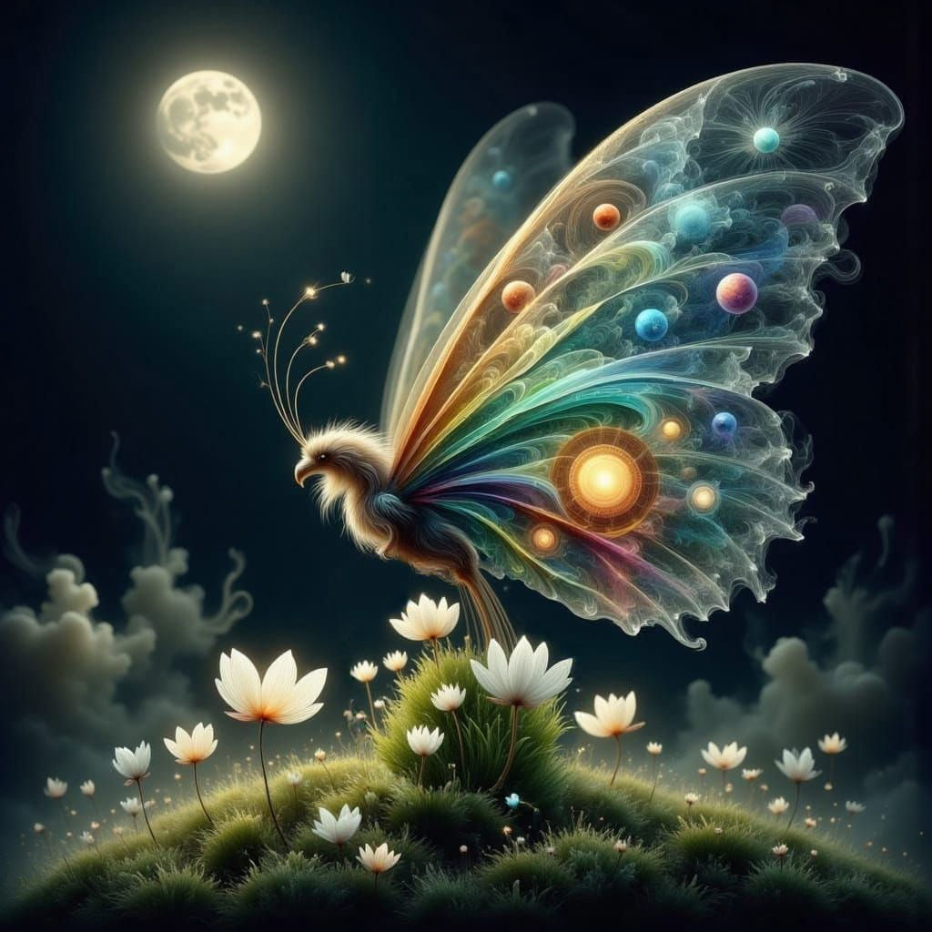 Magical White Flowers Glowing in Moonlight