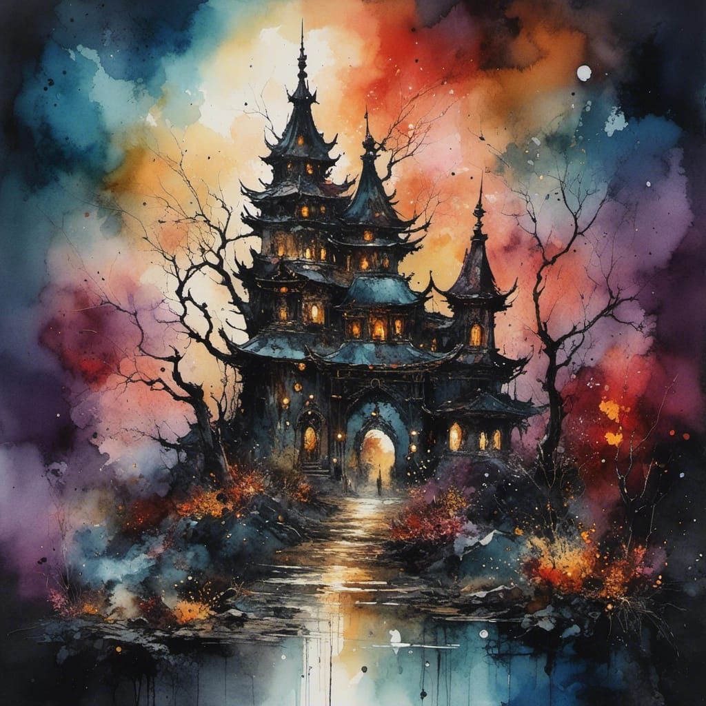 Abstract Figure in Watercolor and Ink Style