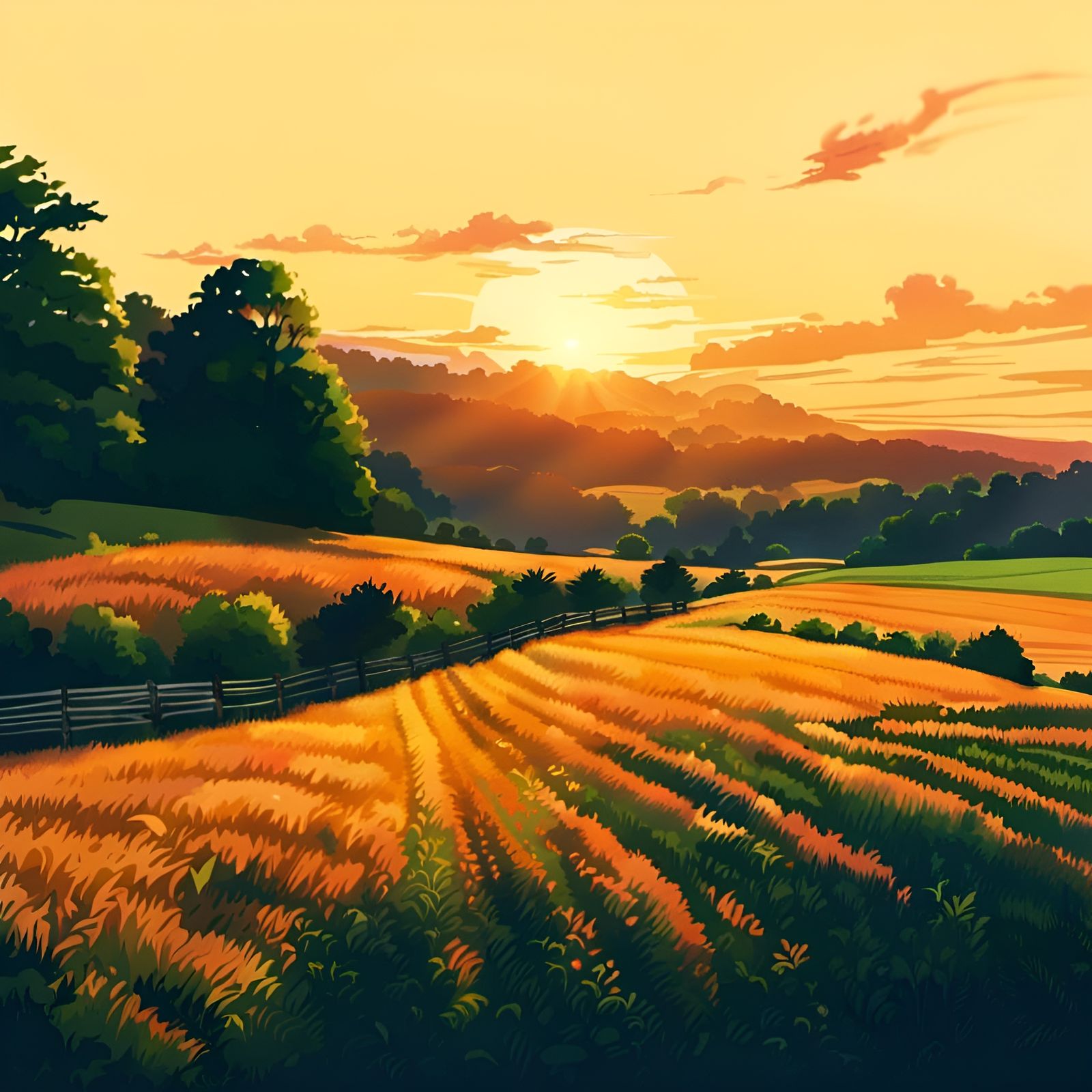 Pennsylvania Sunset: Hyperrealistic Vintage Comic Art