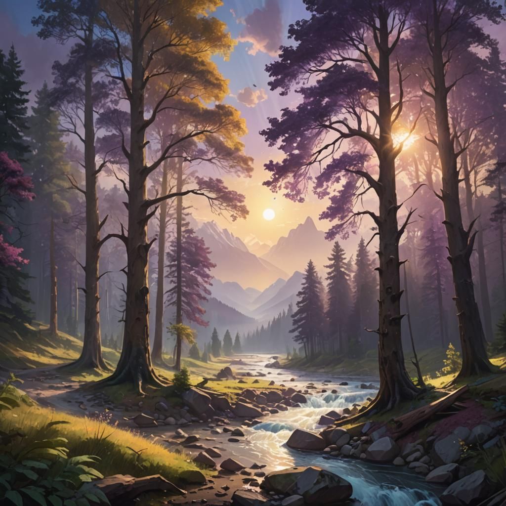 Hyperrealistic Winter Forest Landscape Concept Art