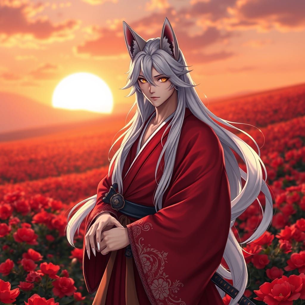 Majestic Samurai in Red Flower Valley