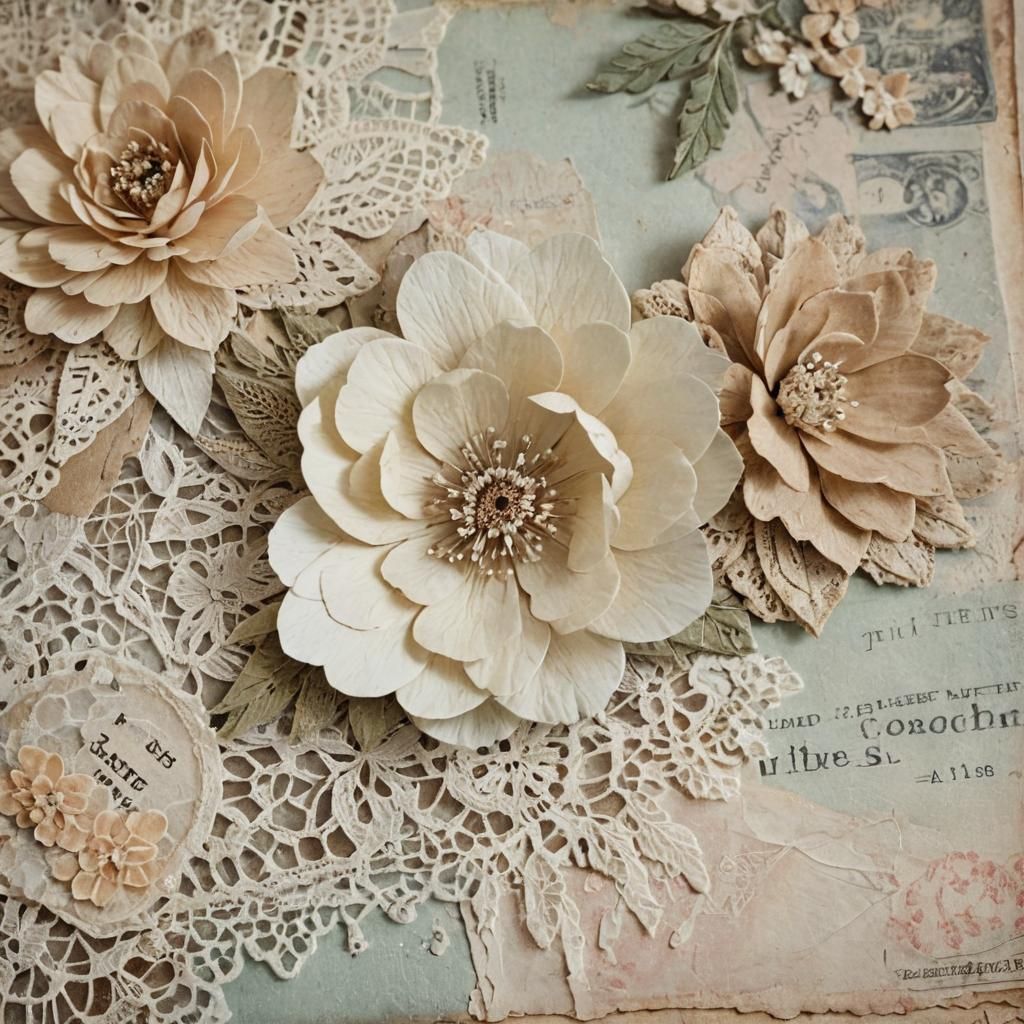 Mixed Media Collage with Vintage French Ephemera