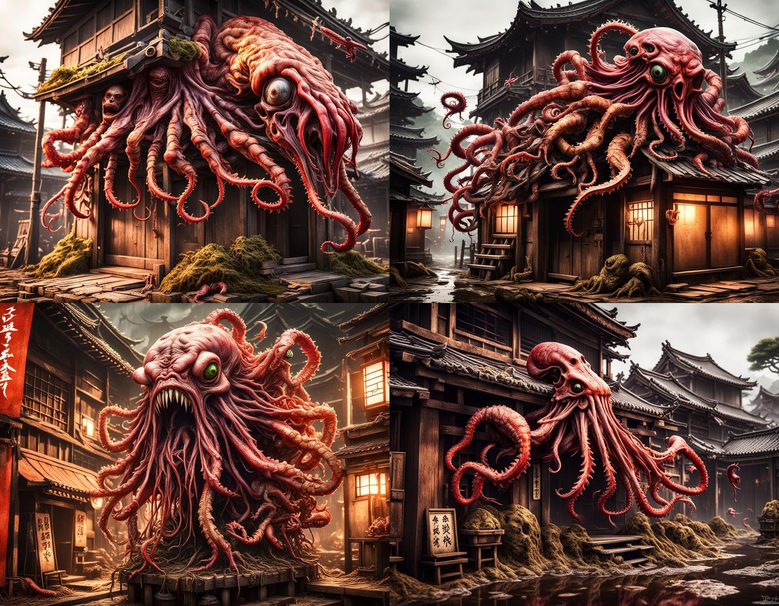 Terrifying Japanese Village Horror in Detailed Matte Paintin...