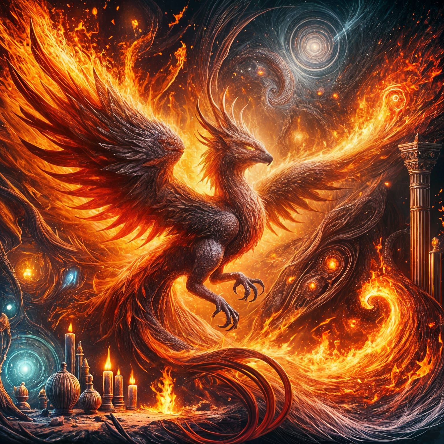Phoenix Reborn: A Fantasy Oil Painting