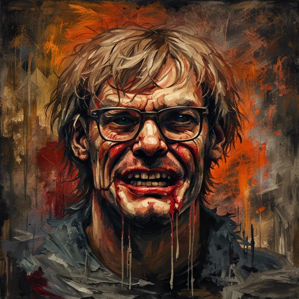 Grotesque Decaying Face in Impressionist Style
