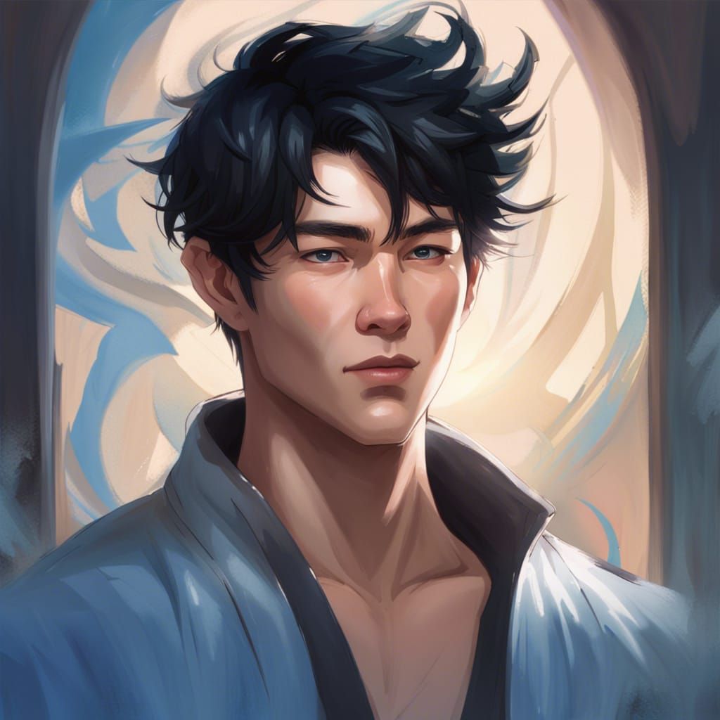 Dreamy Portrait of an Asian Young Man