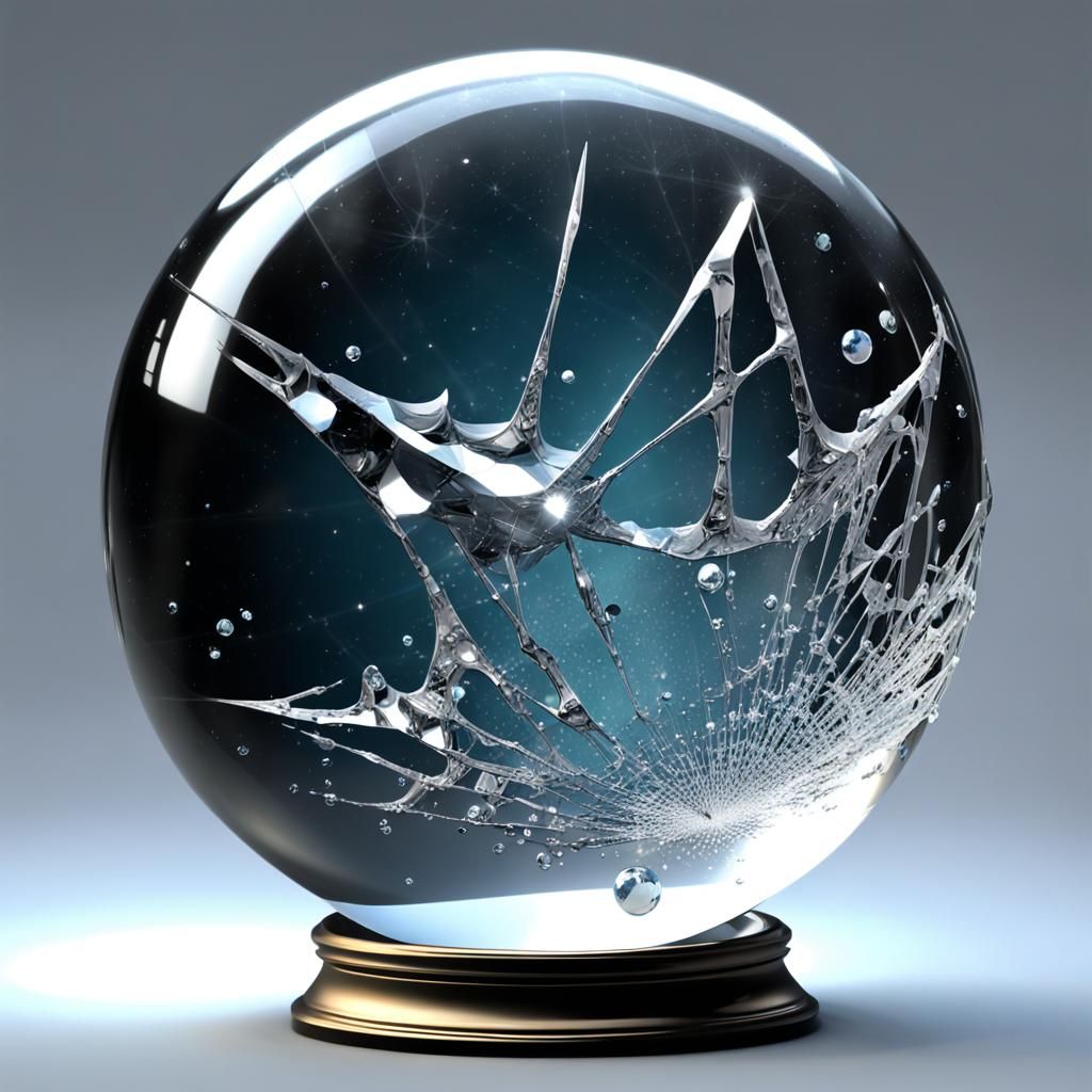 Cracked Crystal Ball: Hyperrealistic 3D Render