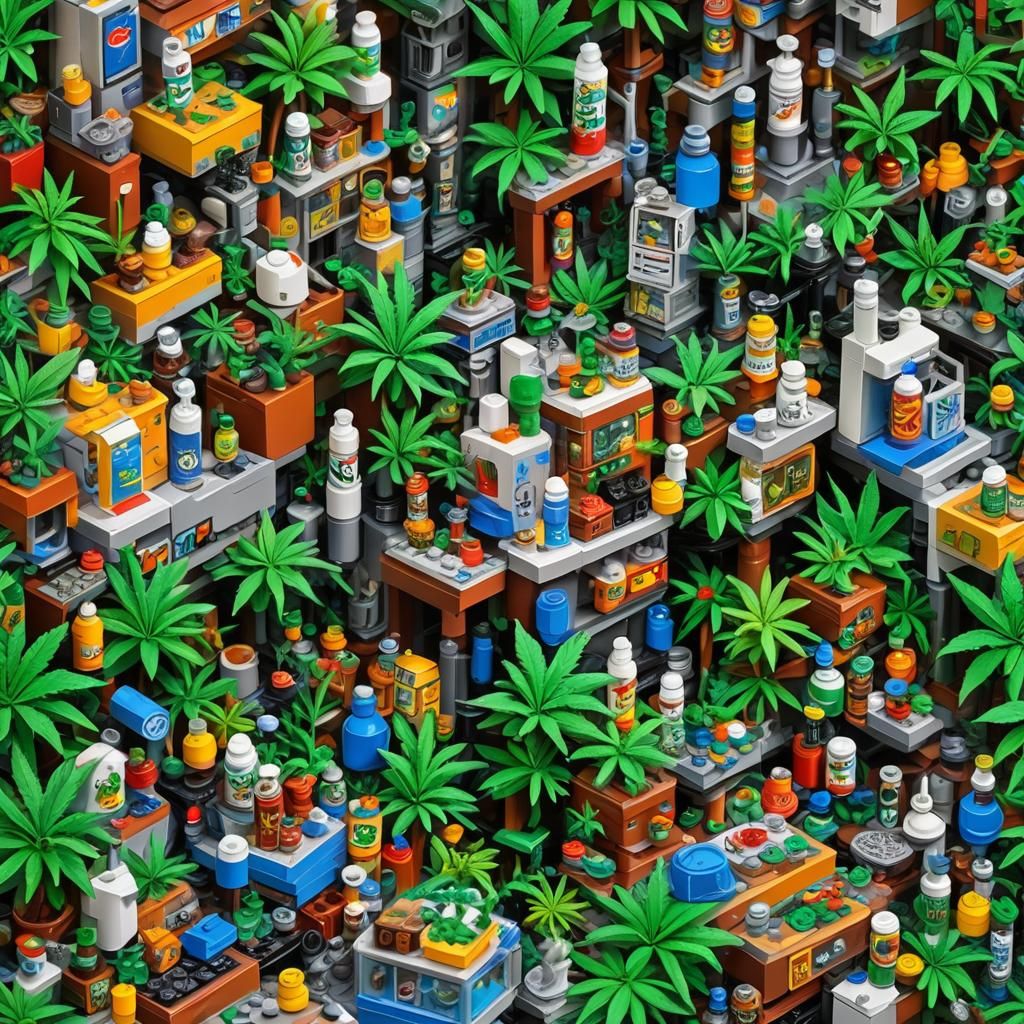 Lego Marijuana Shop in Graffiti Splash Art Style