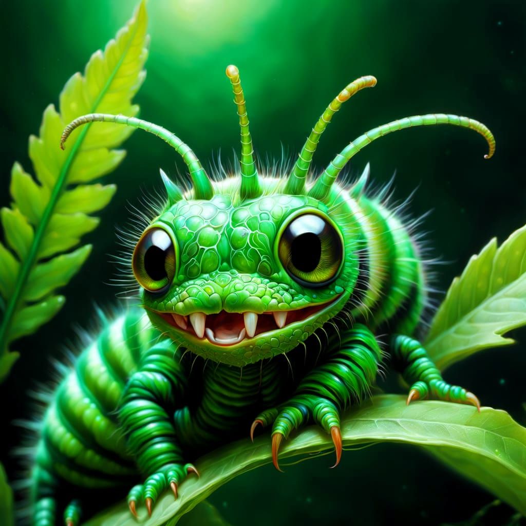 Anthro Caterpillar as Hyperrealistic Digital Painting
