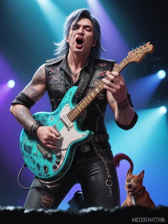 Rockstars Photobombed by Dog in Hyperrealistic Splash Art