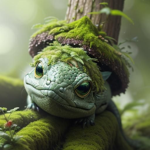 Moss Snake Concept Art in Macro Photography