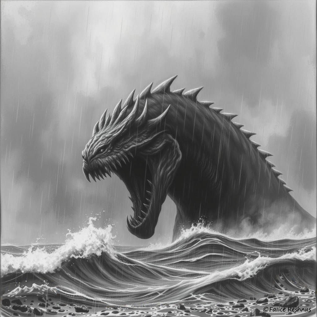 Mysterious Sea Creature Emerges from Foggy Depths