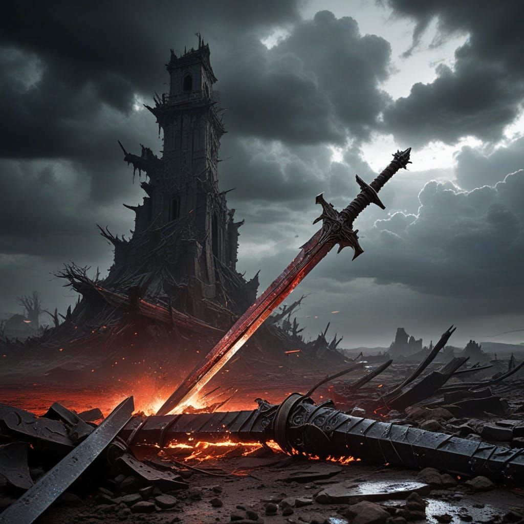 Blood-Soaked Dragon Slayer Sword Casts Dark Shadow