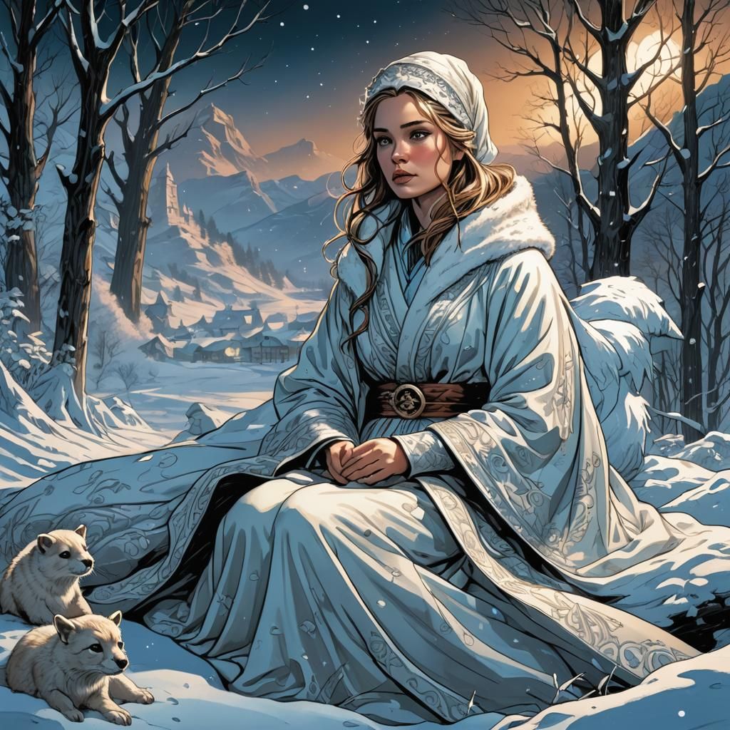 Lady Icicle Dreaming in a Snowy Northland