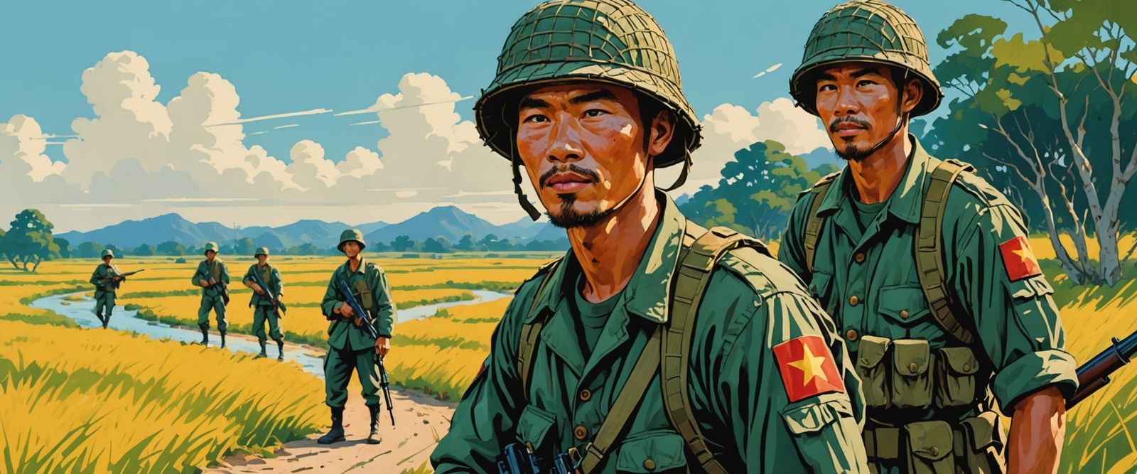 Viet Minh Soldier in Bright Afternoon Daylight