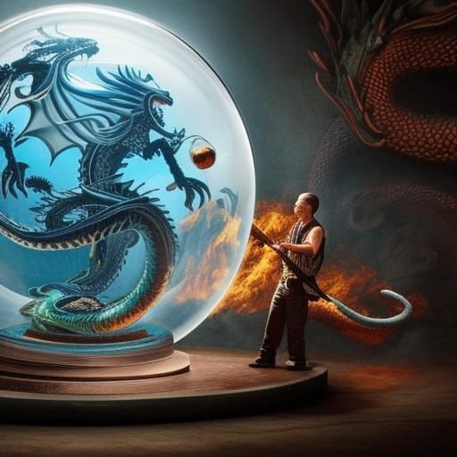 Craftsman Creates Dragon in Glass Sphere