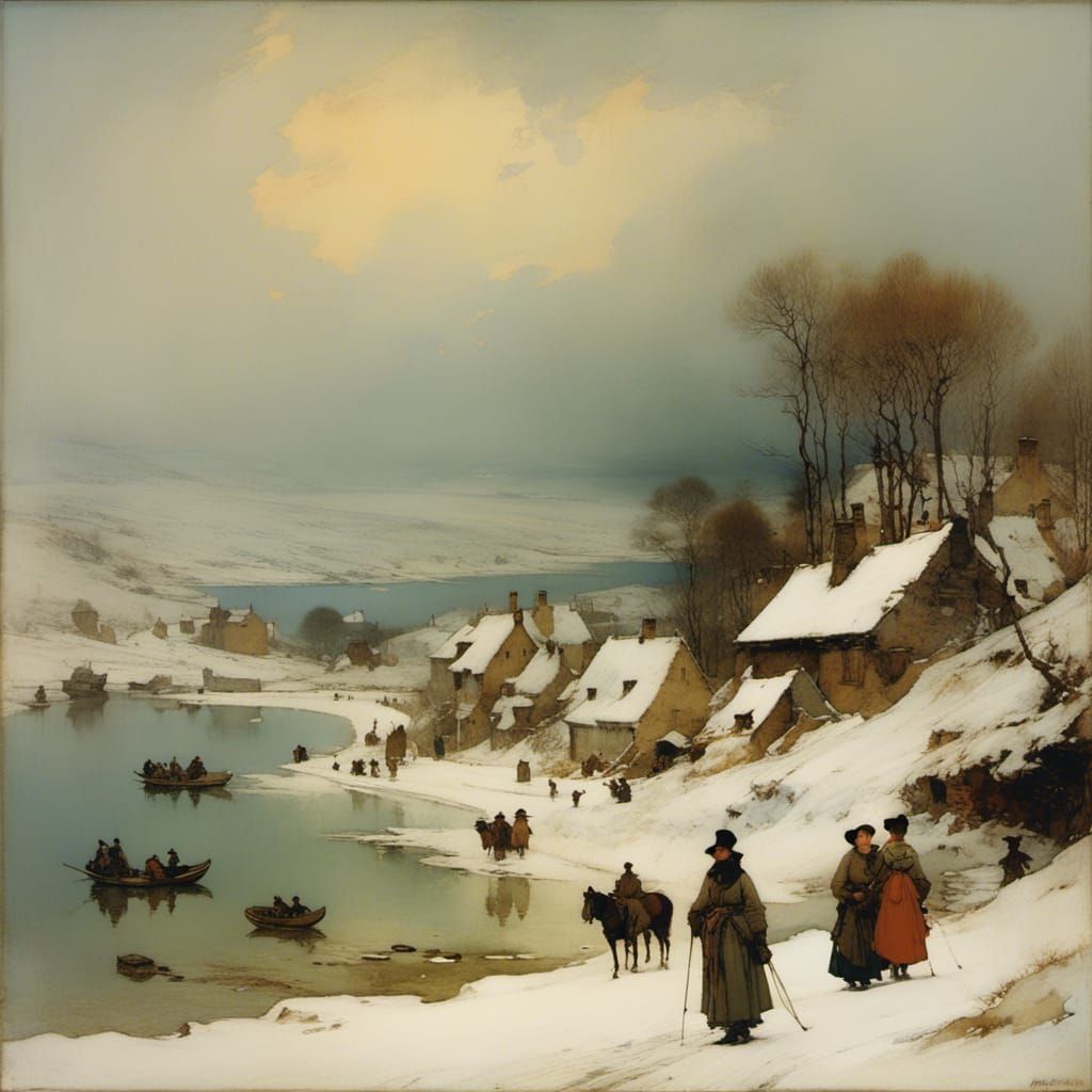 Winter Landscape Scene Inspired by Tonalism
