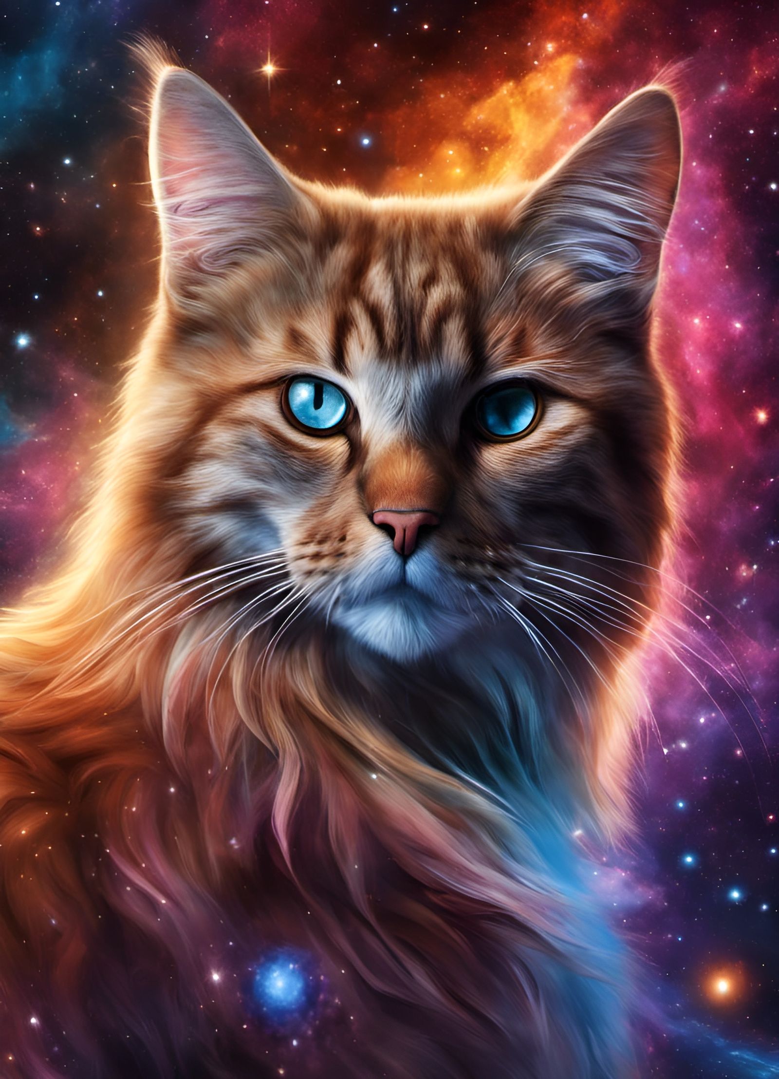 Cosmic Ragdoll Cat Portrait in Vibrant Colors