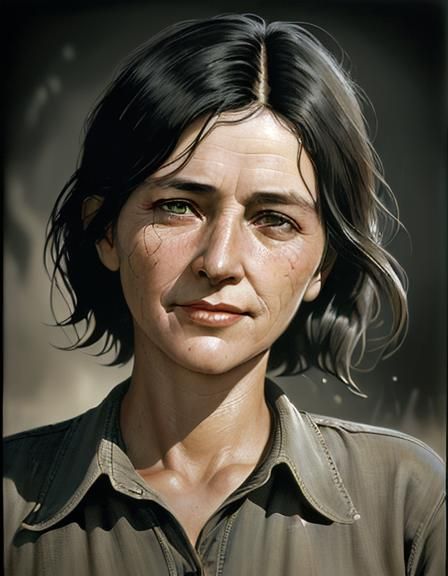 Hyperrealistic Portrait of Older Woman in Lange Style