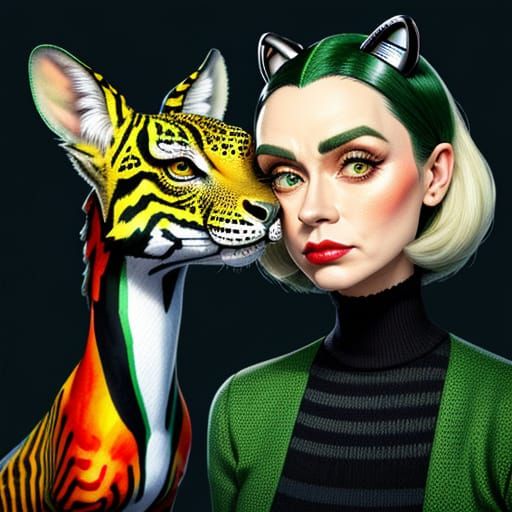 Pet kitty cat and woman